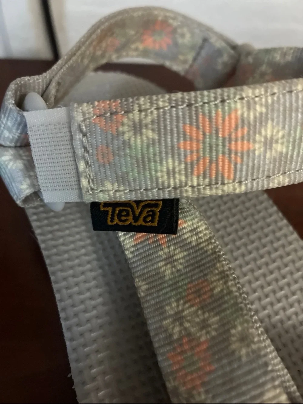 Teva Gray Sandals with Peach Floral Straps Size 7 - Picture 3 of 6